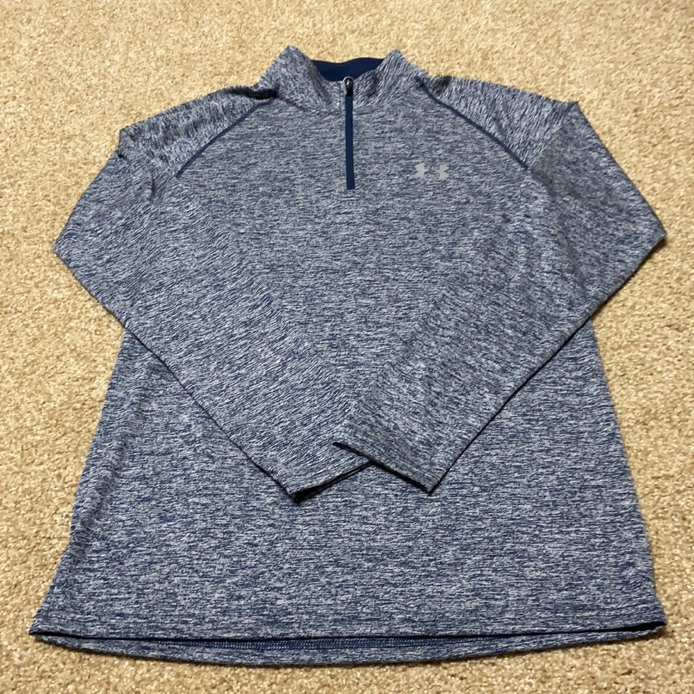Under Armour 1/4 zip L/S navy & white Sz small